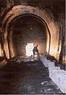 Stage 2. Constructing the stone walkway inside the bat hibernaculum.