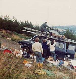 1978 DXpedition. Transit stuck on slope of Moel Famau, Clwyd.